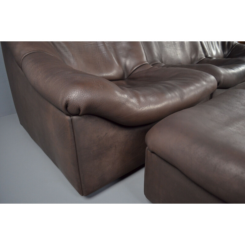 Vintage DS 46 modular sofa in brown bull leather by De Sede