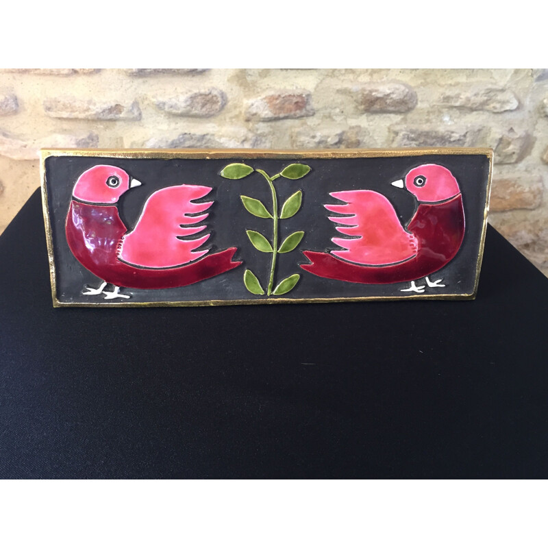 Vintage box with birds in ceramic by Mithé Espelt