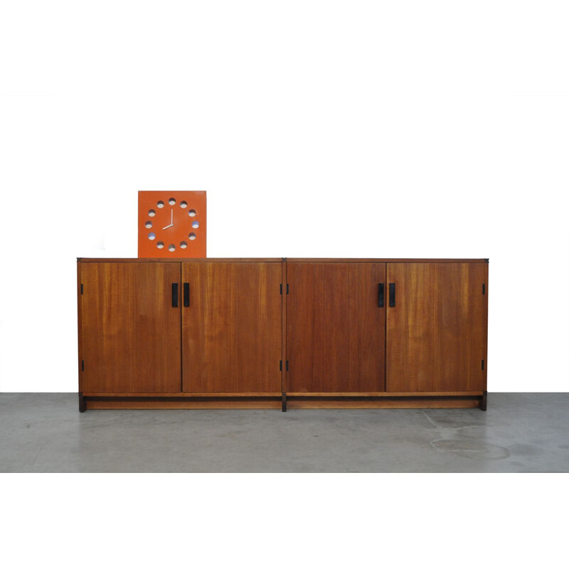 Vintage teak veneer "made to measure" lowboard by Cees Braakman for Pastoe, 1970s