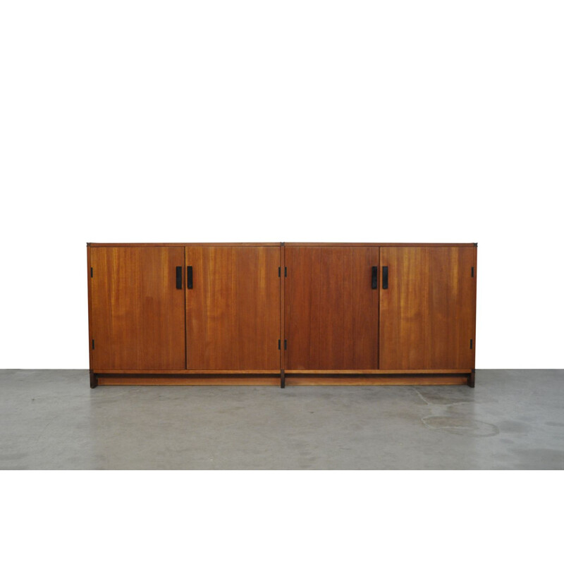 Vintage teak veneer "made to measure" lowboard by Cees Braakman for Pastoe, 1970s