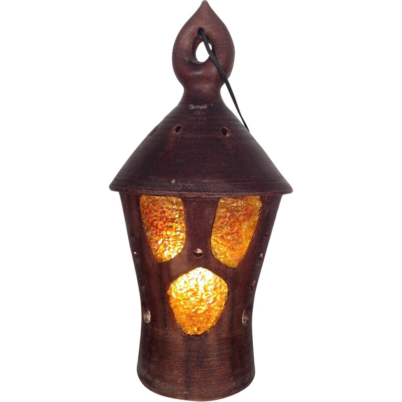 Vintage Accolay lantern in glazed ceramic and resin, 1950