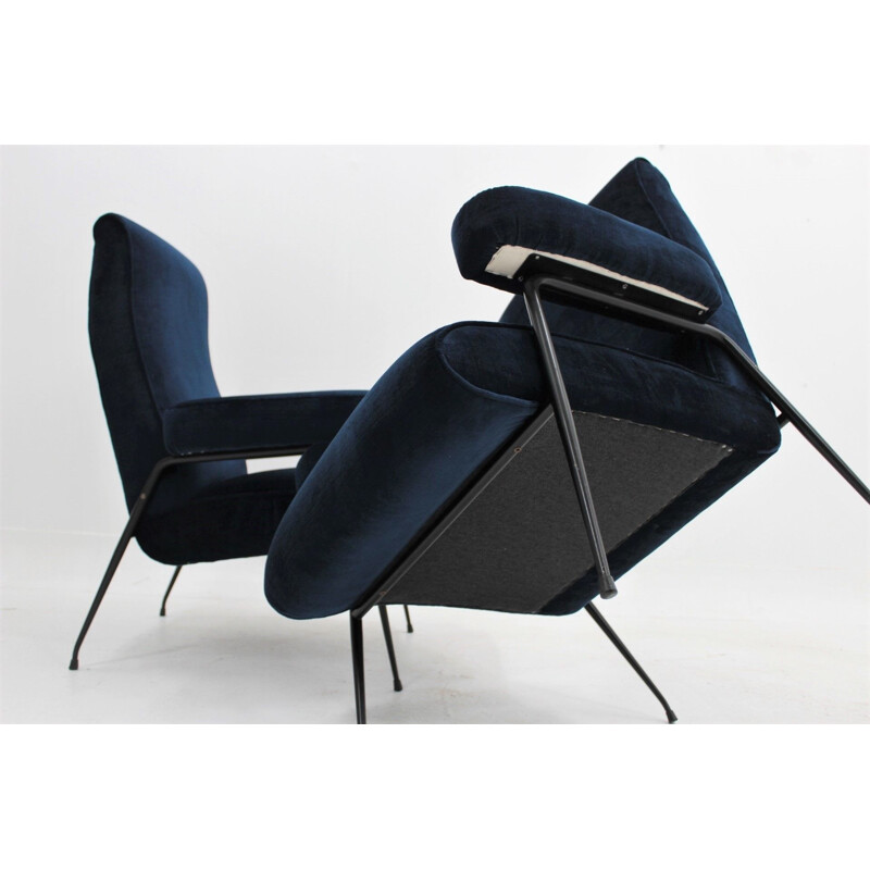 Par de poltronas de veludo italianas vintage, 1950