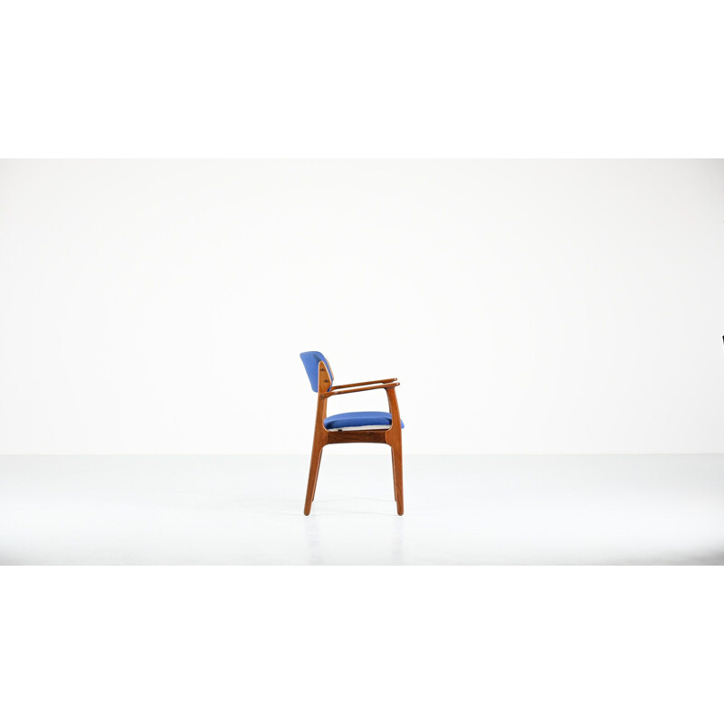 Vintage armchair in solid rosewood and blue fabric model 49 by Erik Buch for O. D. Møbler