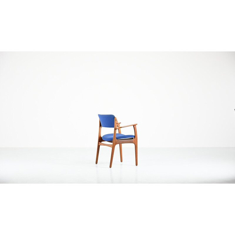 Vintage armchair in solid rosewood and blue fabric model 49 by Erik Buch for O. D. Møbler