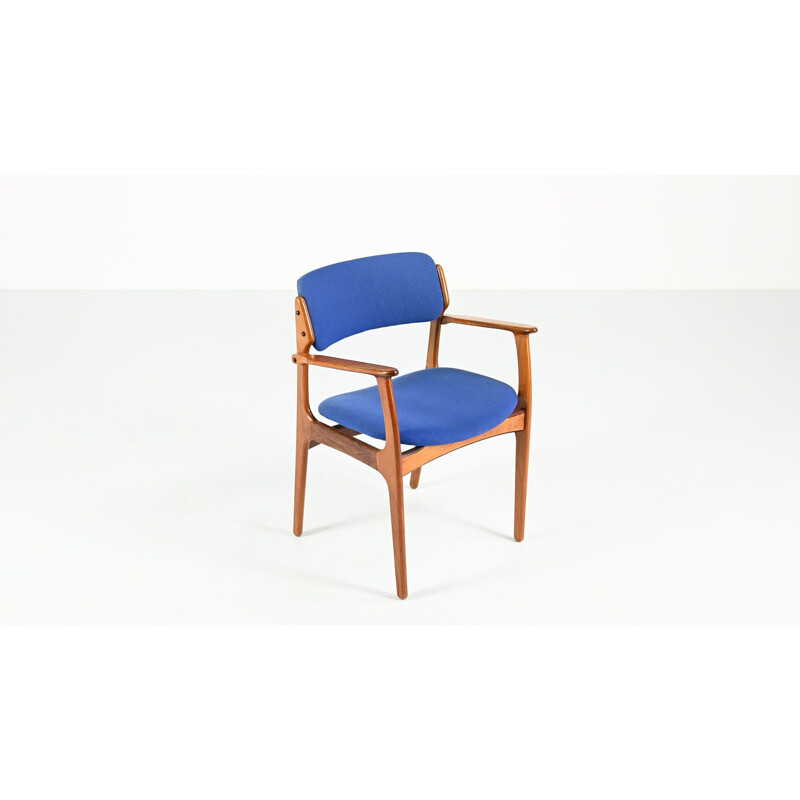 Vintage armchair in solid rosewood and blue fabric model 49 by Erik Buch for O. D. Møbler