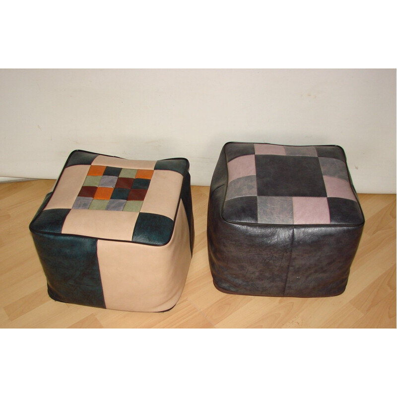 Coppia di pouf vintage in ecopelle, 1970