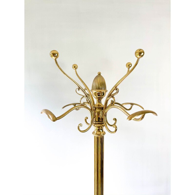 Vintage brass and gilt bronze coat rack, 1960s