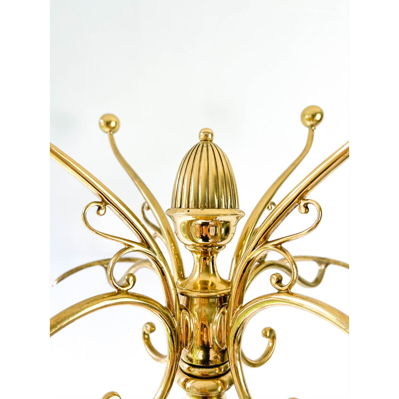 Vintage brass and gilt bronze coat rack, 1960s