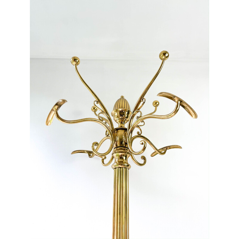 Vintage brass and gilt bronze coat rack, 1960s