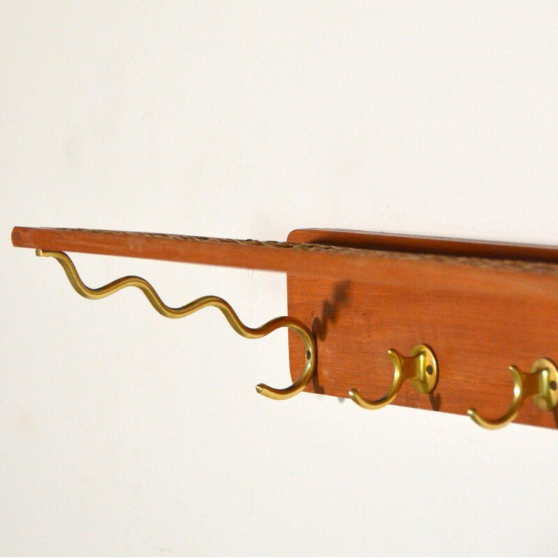 Vintage coat rack with metal cane, 1950