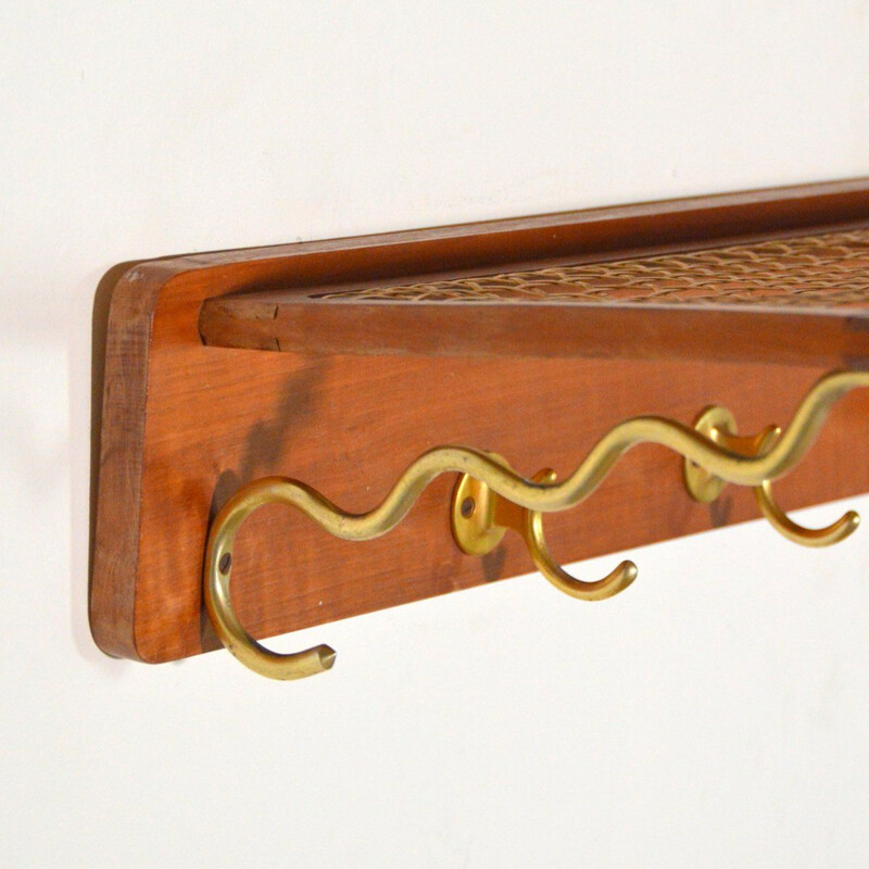 Vintage coat rack with metal cane, 1950