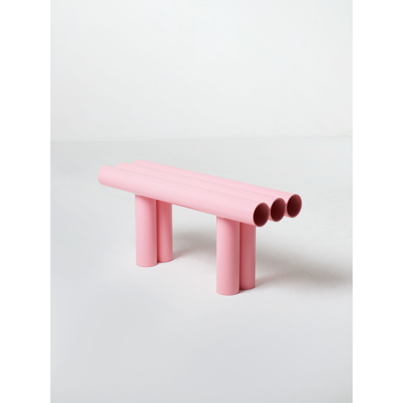 Mid century contemporary aluminium lacquered bench model "SEPTEM" by Axel Chay, Marseille France
