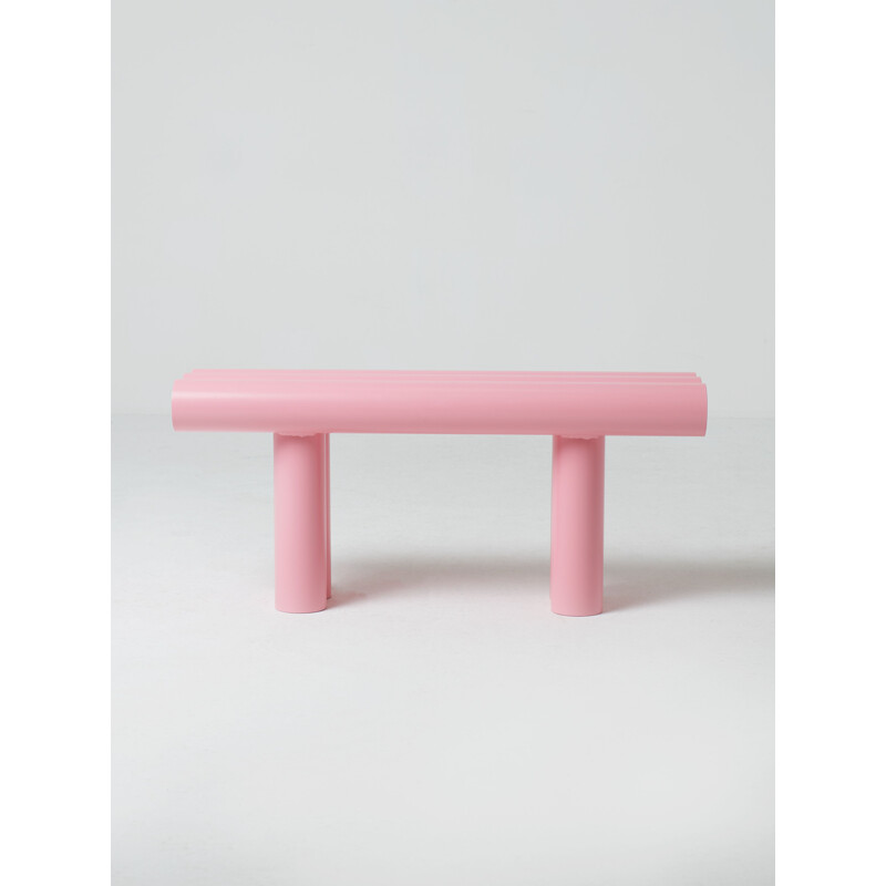 Mid century contemporary aluminium lacquered bench model "SEPTEM" by Axel Chay, Marseille France