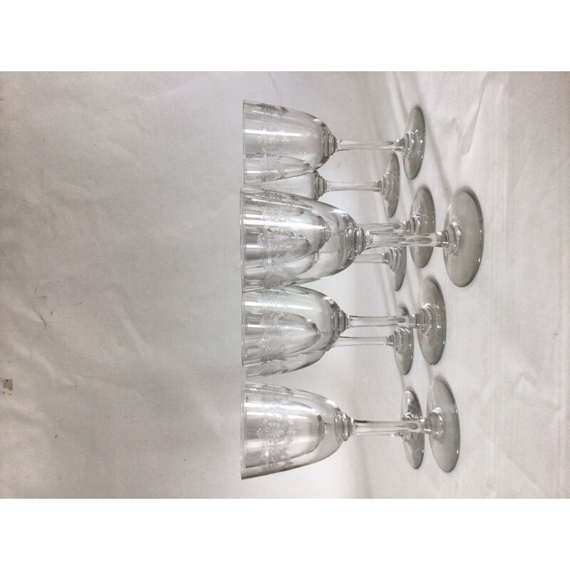 Lot de 9 verres vintage modèle Beauharnais en cristal Baccarat