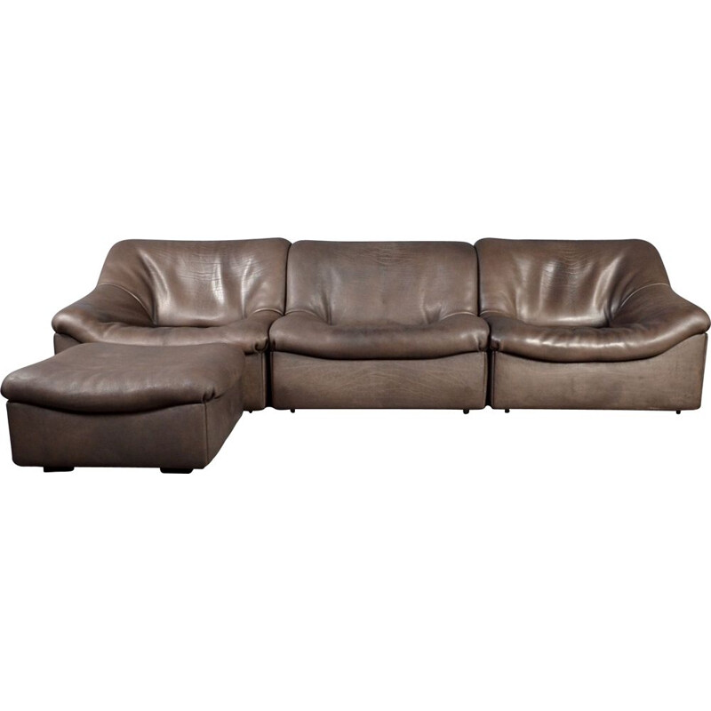 Vintage DS 46 modular sofa in brown bull leather by De Sede