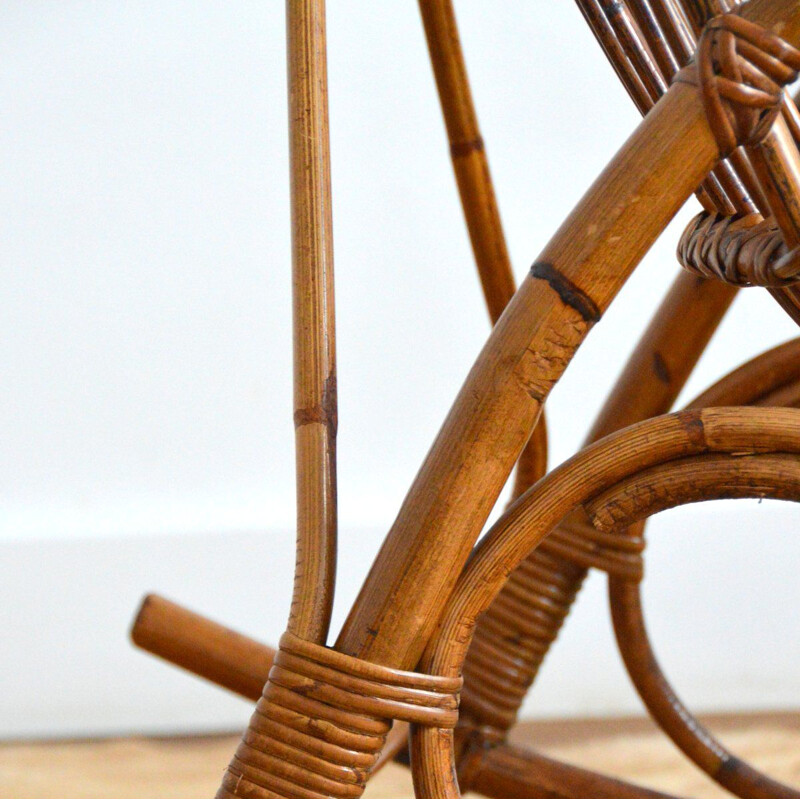 Vintage bamboo and rattan rocking chair by Rohe Noordwolde, 1950-1960