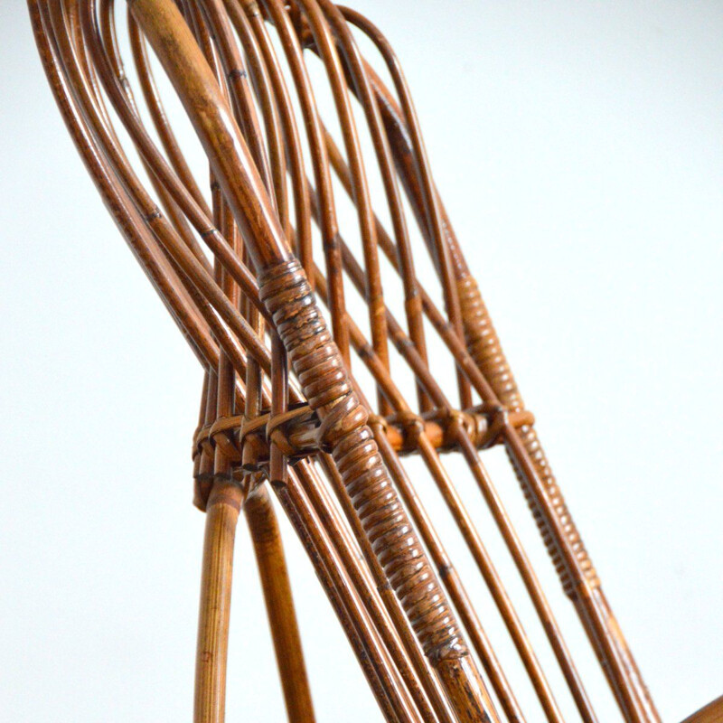 Vintage bamboo and rattan rocking chair by Rohe Noordwolde, 1950-1960