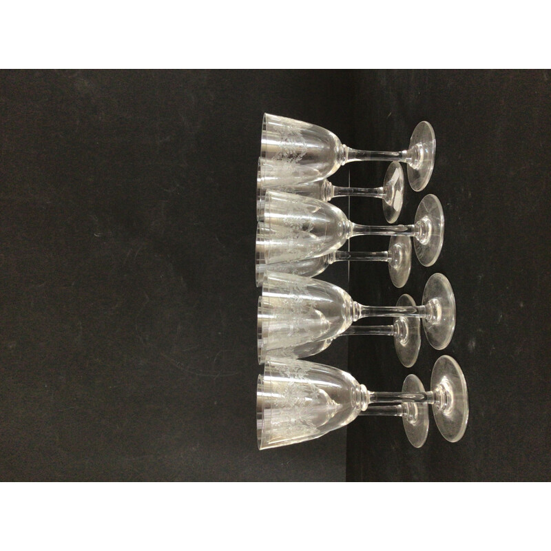 Ensemble de 8 verres apéritif vintage modèle Beauharnais en cristal de Baccarat