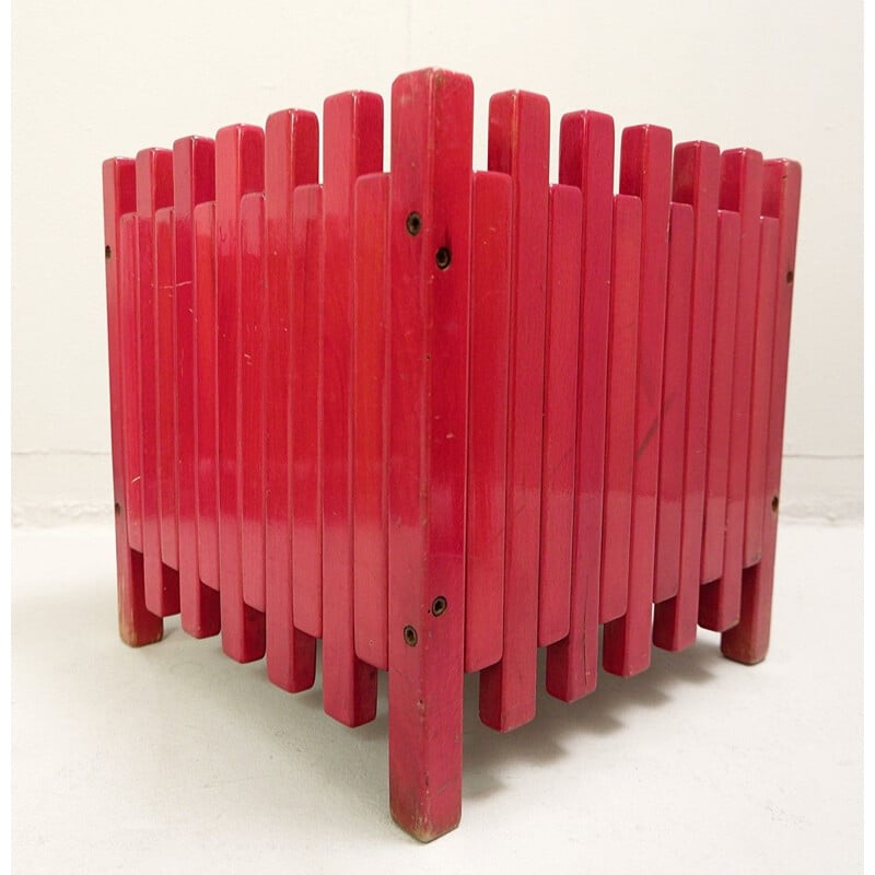 Jardinera roja vintage de Ettore Sottsass para Poltronova, Italia 1961