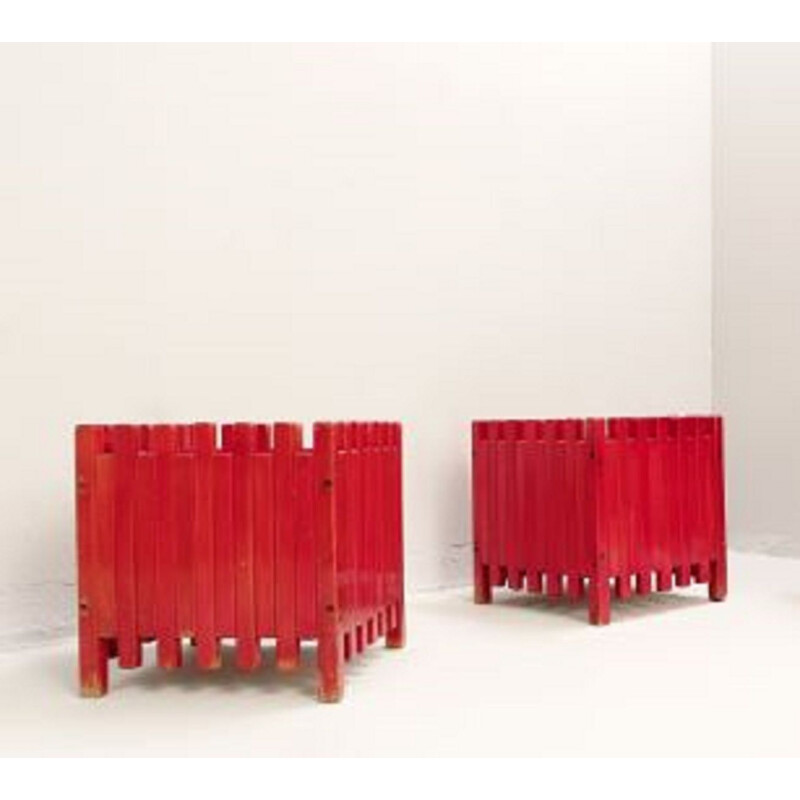 Vintage red planter by Ettore Sottsass for Poltronova, Italy 1961