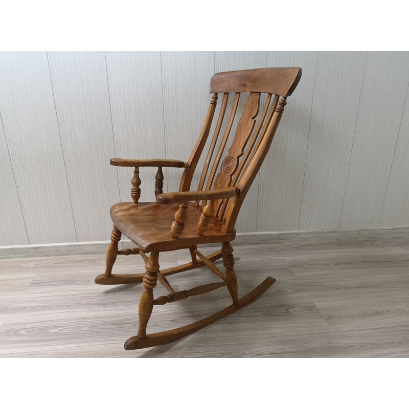 Mid-century wooden rocking chair