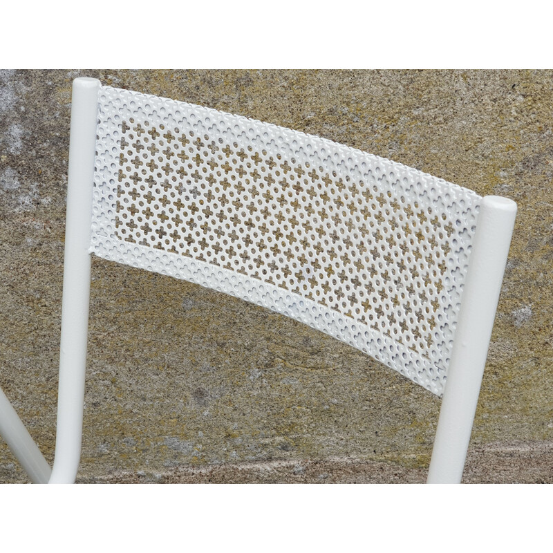 Set of 4 vintage white garden armchairs, 1950