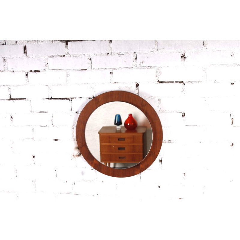 Small round teak mirror - 1960s