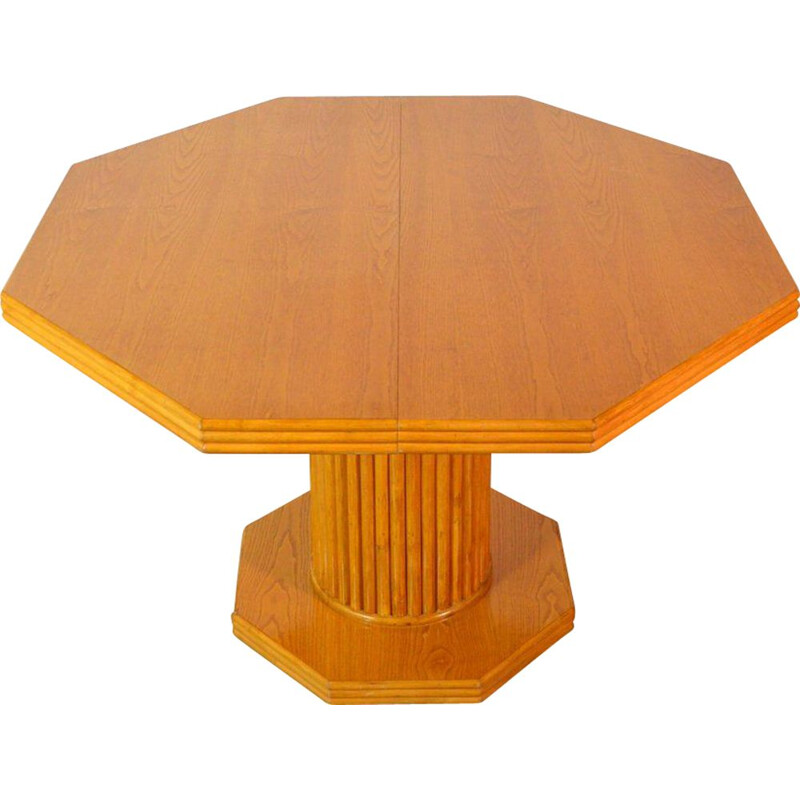 Table vintage octogonale avec rallonge en chêne massif