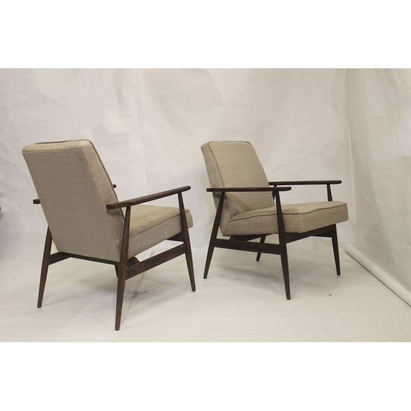 Pair of vintage armchairs 300-190 in beige fabric by Henryk Lis, 1970