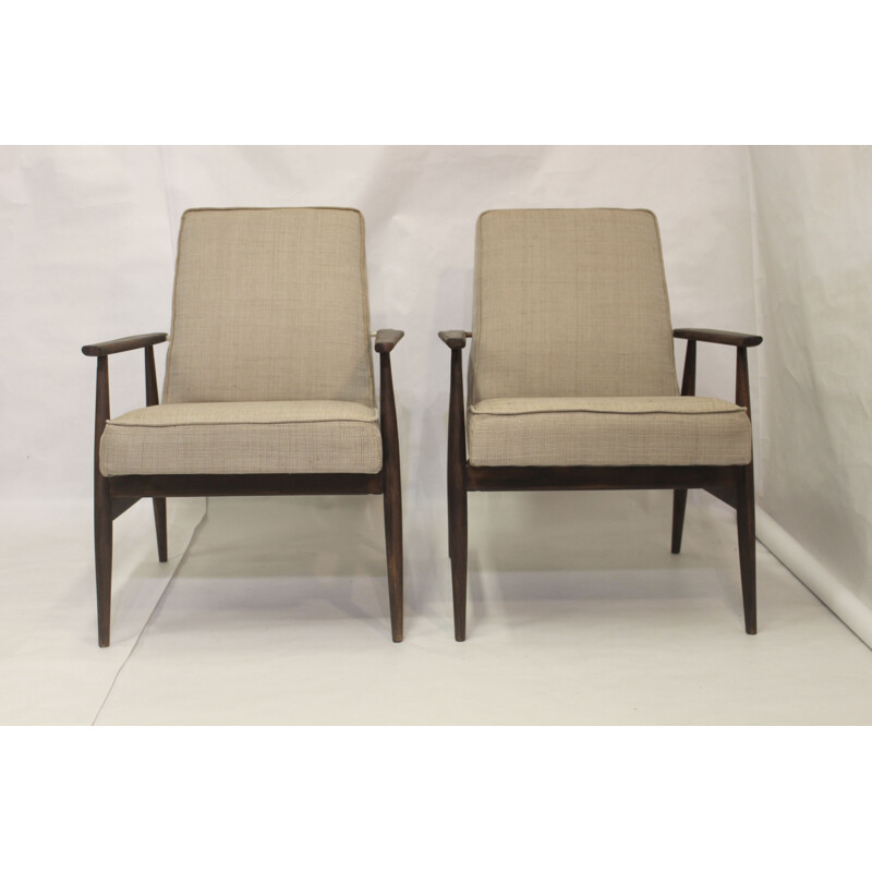 Pareja de sillones vintage 300-190 en tela beige de Henryk Lis, 1970