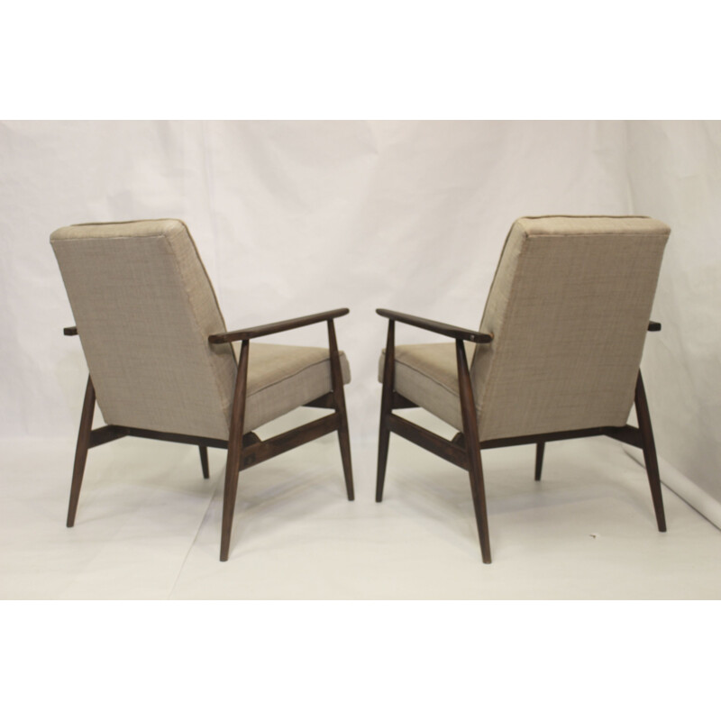 Pair of vintage armchairs 300-190 in beige fabric by Henryk Lis, 1970