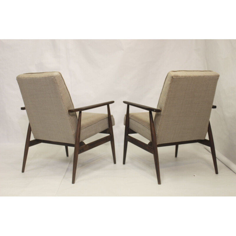 Paar Vintage-Sessel 300-190 in beigem, ungebleichtem Stoff von Henryk Lis, 1970