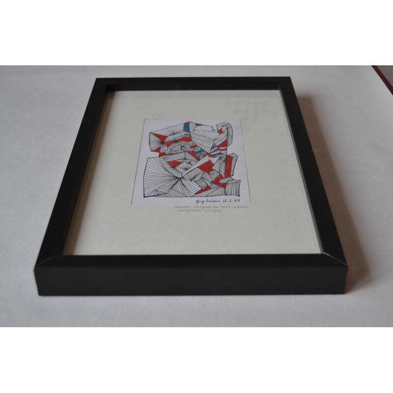 Abstract drawing on paper, Guy Claude LEREIN - 1980s