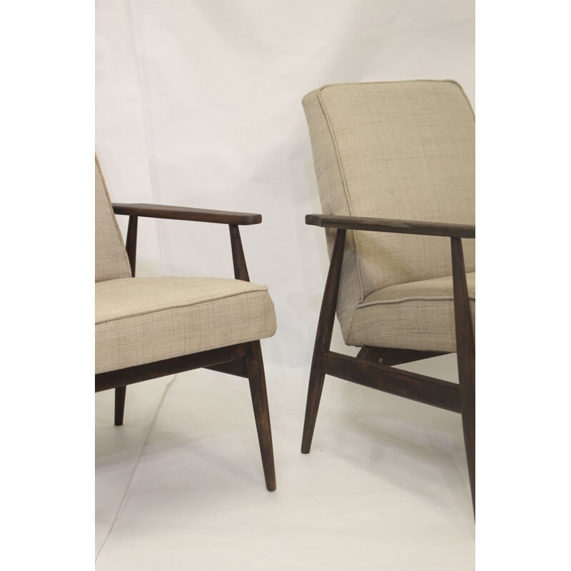 Pair of vintage armchairs 300-190 in beige fabric by Henryk Lis, 1970