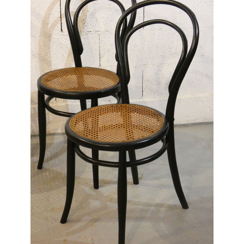 Set of 4 vintage N 14 chairs by Thonet for Jacob and Joseph Kohn
