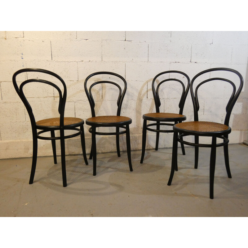 Set of 4 vintage N 14 chairs by Thonet for Jacob and Joseph Kohn