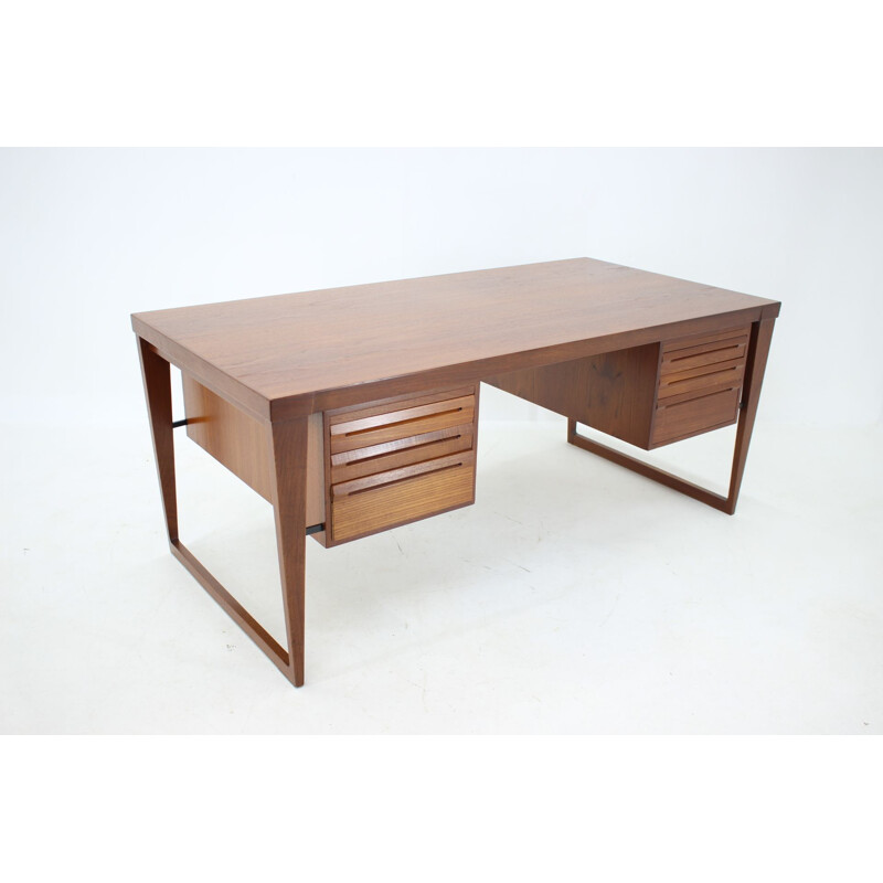 Vintage executive teak desk by Kai Kristiansen, Denmark 1960s