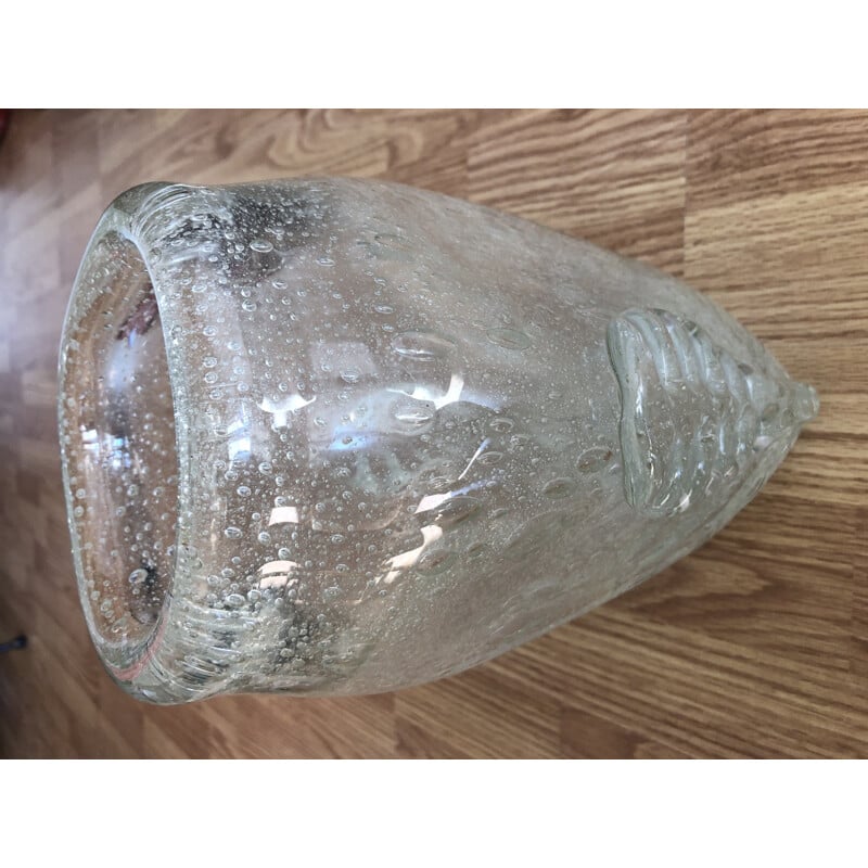 Vase vintage Schneider en verre bullé, 1950-1960