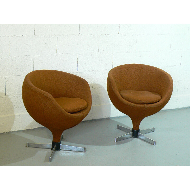 Pair of vintage Luna armchairs by Pierre Guariche for Meurop, 1960
