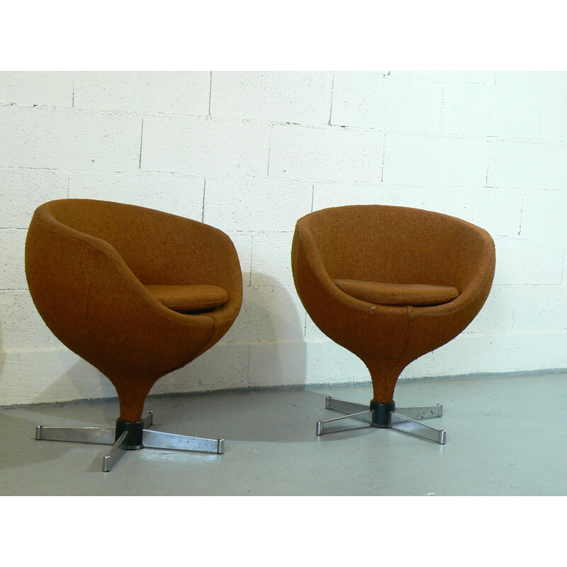 Pair of vintage Luna armchairs by Pierre Guariche for Meurop, 1960