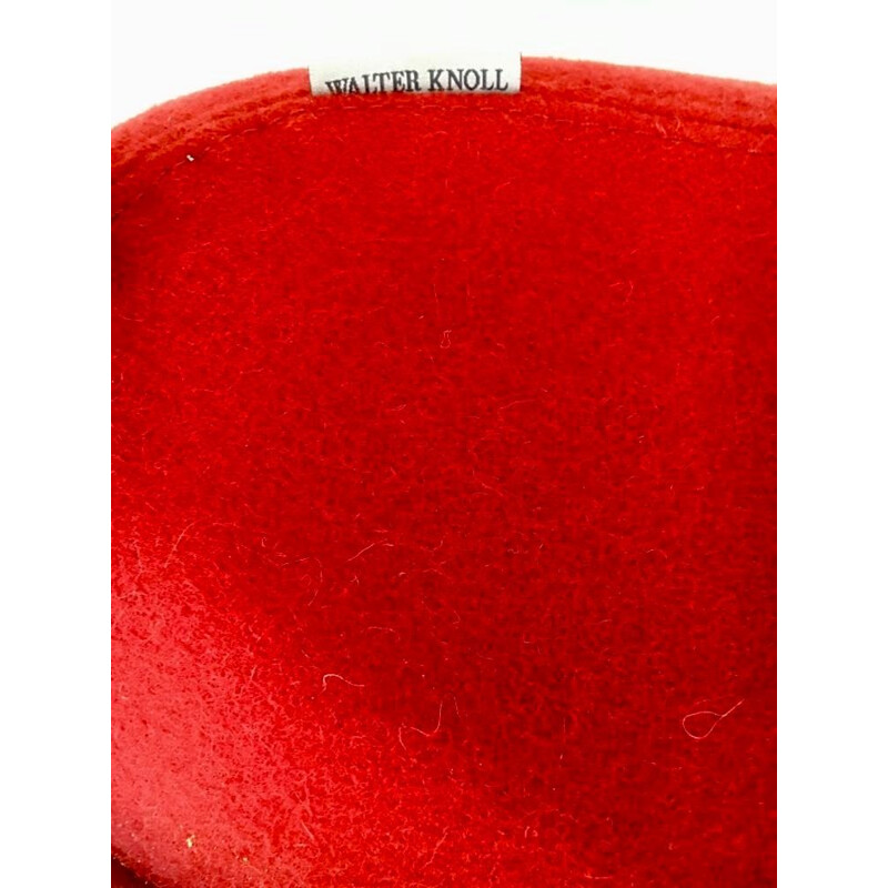 Fauteuil vintage modele 369 en laine rouge de Walter Knoll, Allemagne 1950