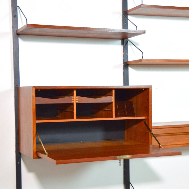 Royal System vintage modular wall system in teak by Poul Cadovius, Denmark 1960