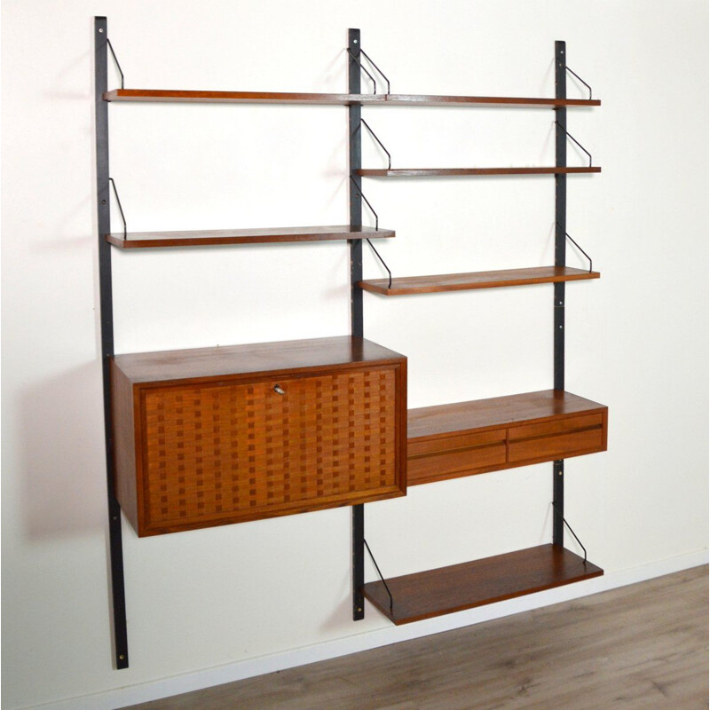 Royal System vintage modular wall system in teak by Poul Cadovius, Denmark 1960