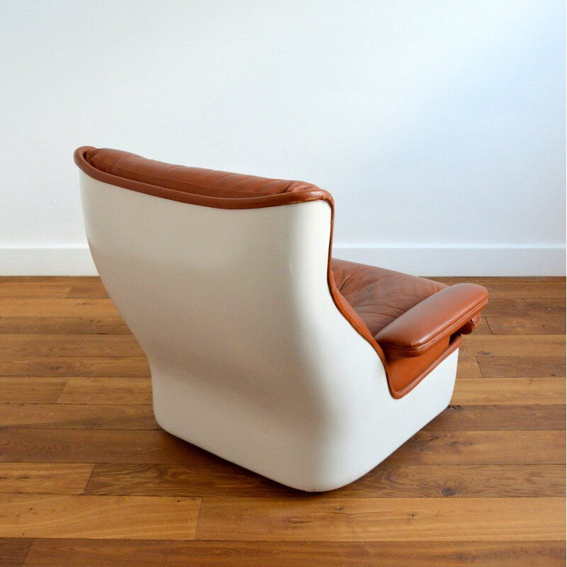 Vintage brown leather Orchid chair by Michel Cadestin for Airborne, 1970