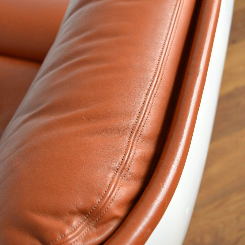 Vintage brown leather Orchid chair by Michel Cadestin for Airborne, 1970