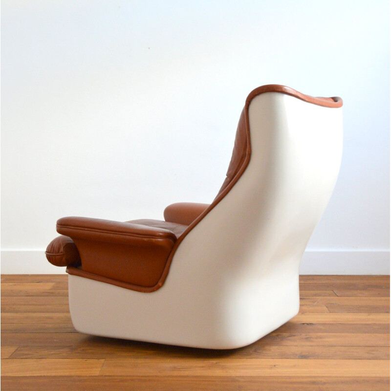 Vintage brown leather Orchid chair by Michel Cadestin for Airborne, 1970