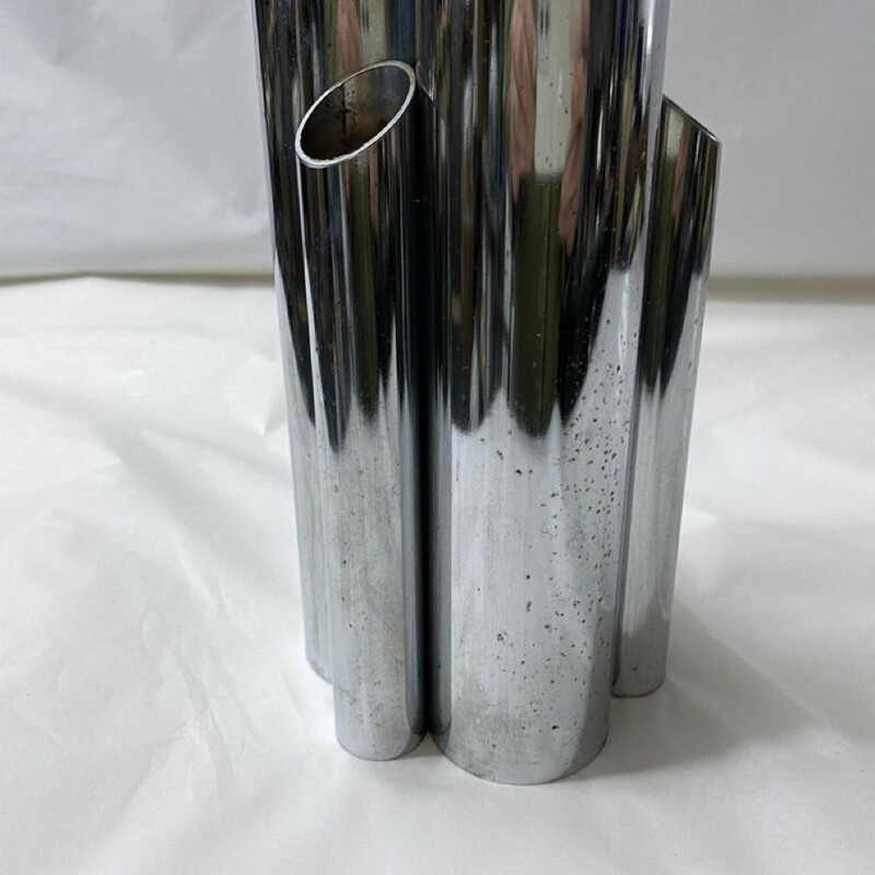 Vintage modernist silver plated multi vase, Italy 1980