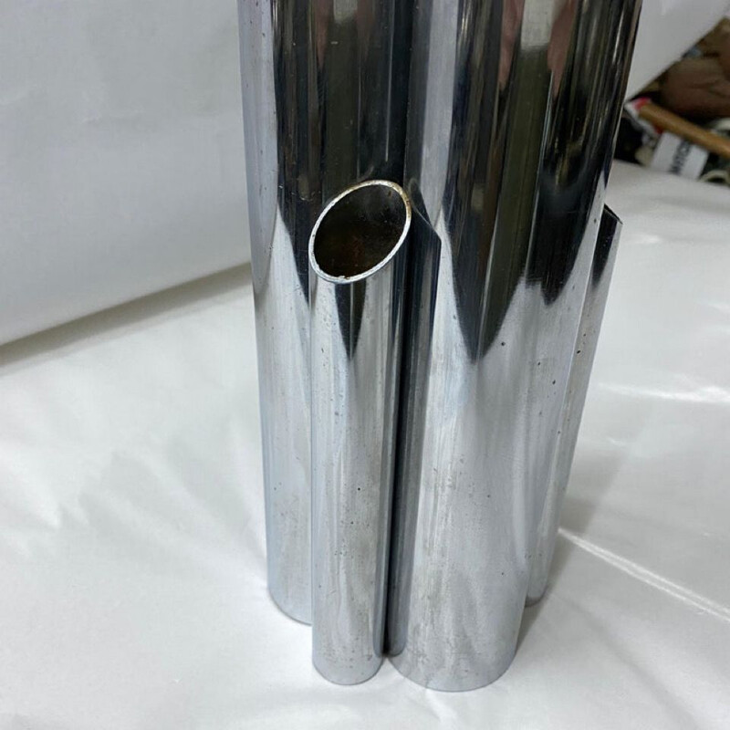 Vintage modernist silver plated multi vase, Italy 1980