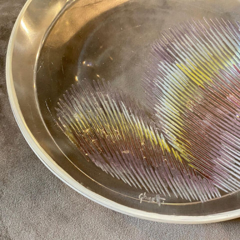 Vintage transparent Murano glass round ashtray, 1980s