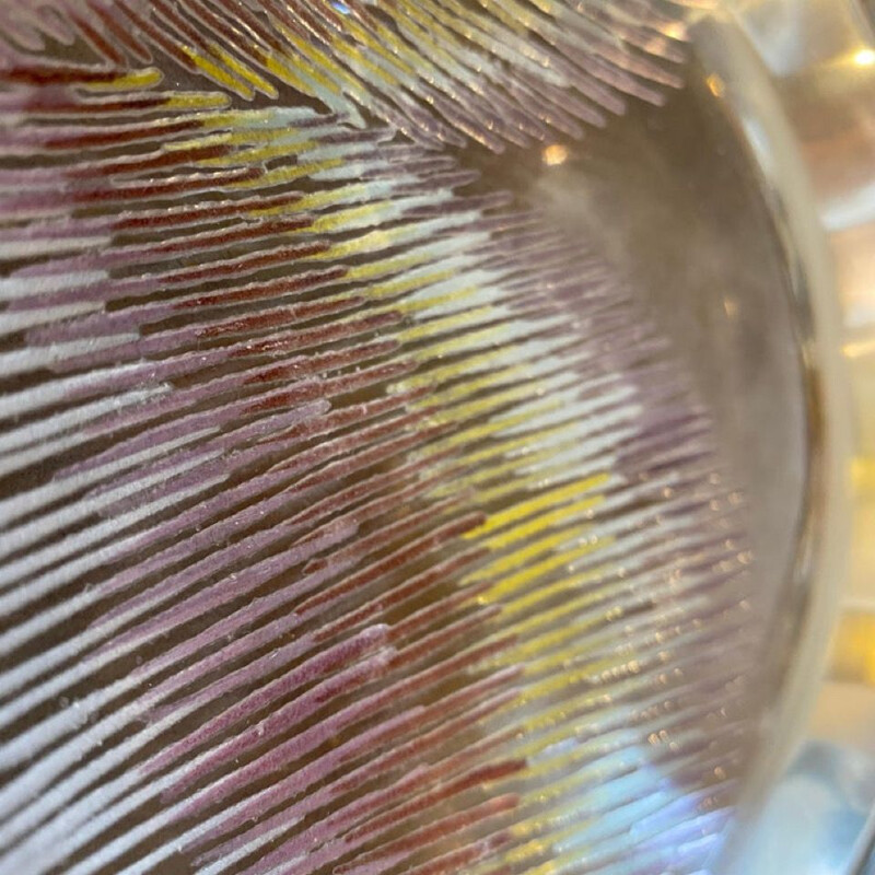 Cenicero vintage redondo de cristal de Murano transparente, 1980